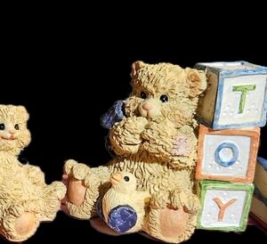 Set Of 3.  Book Shelf Teddy Bears Figurines By Young's Collections.